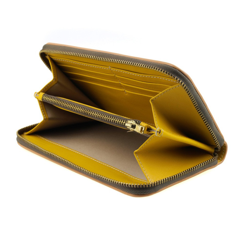Yellow zip wallet for women