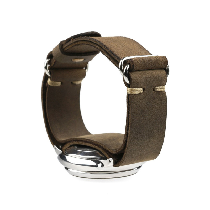 Double ring watch strap in brown