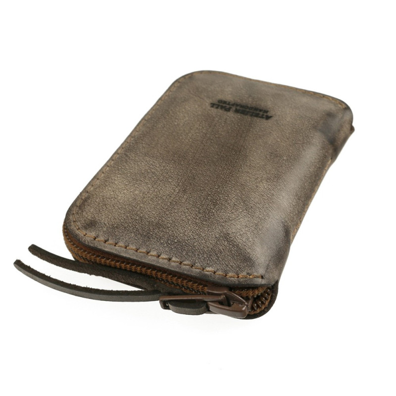 distressed leather wallet