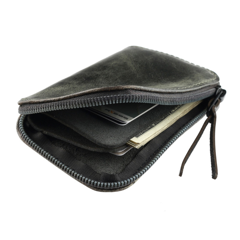 Distressed black leather wallet