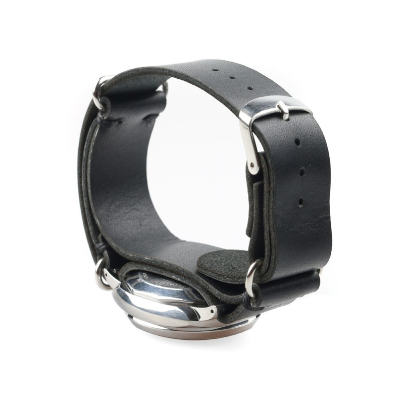 Black leather watch band