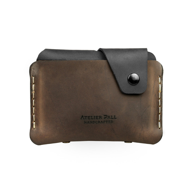 Side Snap Wallet in Brown Black