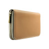 Women Zip hand purse in Beige Leather