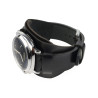 Retro Watch Cuff in black leather with custom wrist size on demand