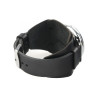 Retro Watch Cuff in black leather with custom wrist size on demand