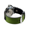 Handmade green suede watch strap with minimal handstitched seams