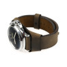 Shell Cuff watch strap with button enclosure in dark brown distressed leather