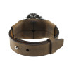 Shell Cuff watch strap with button enclosure in dark brown distressed leather