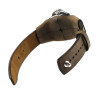 Shell Cuff watch strap with button enclosure in dark brown distressed leather