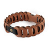 Personalized dogs leather collar with AirTag  in tan brown