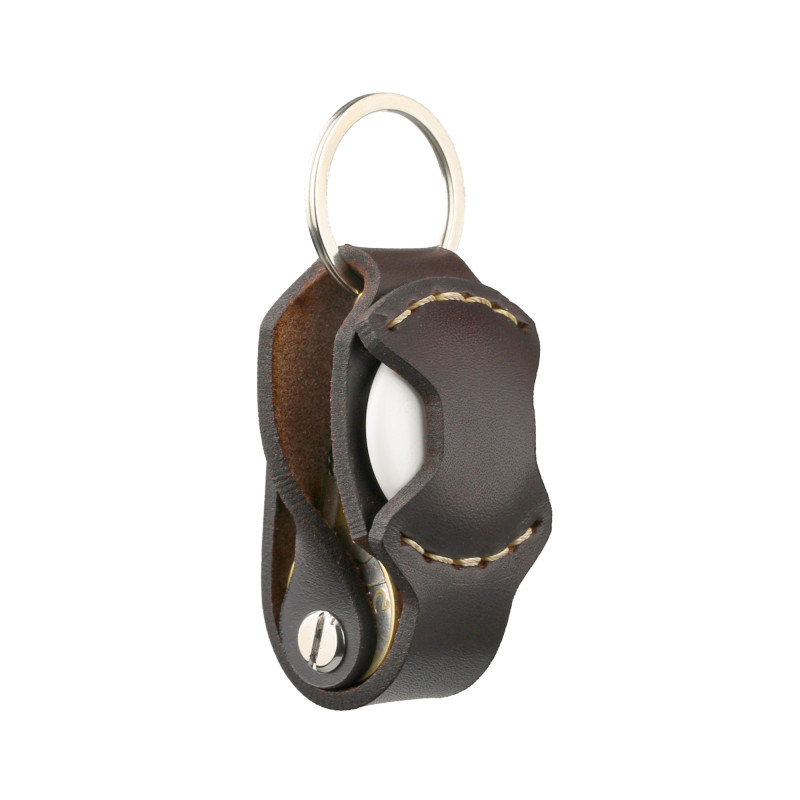 AirTag keychain 2.0 in brown thick leather key organizer