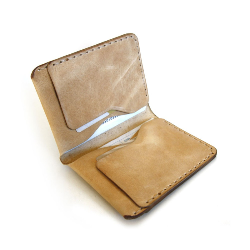 Vertical Bifold Wallet in Oxblood/Tan
