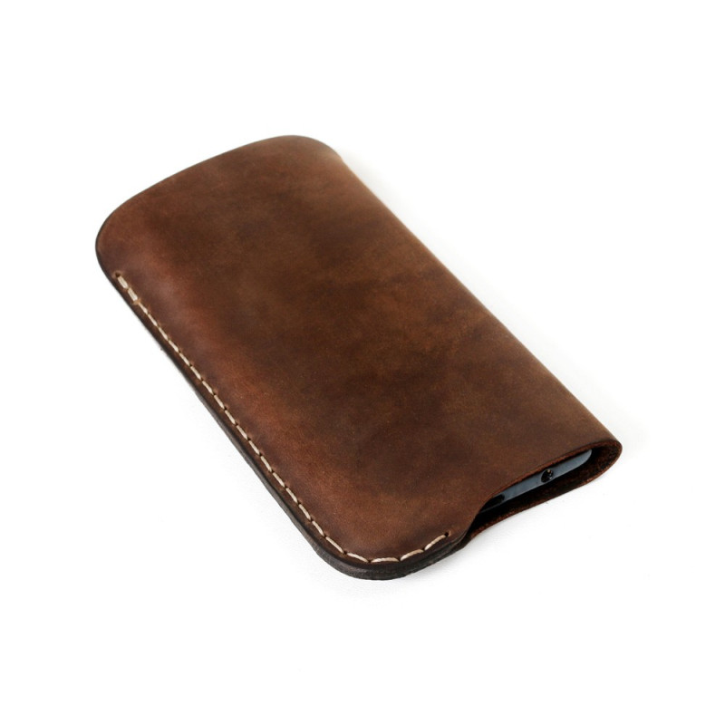 iPhone leather sleeve in brown