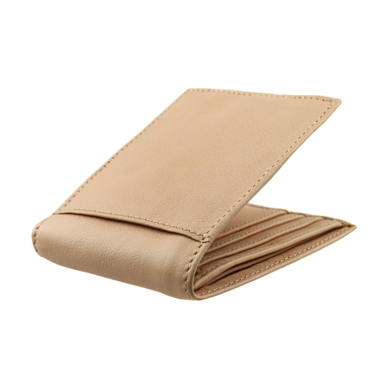 Classic bifold wallet for women in beige leather