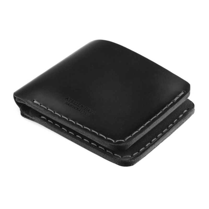 Handstitched minimal wallet in black